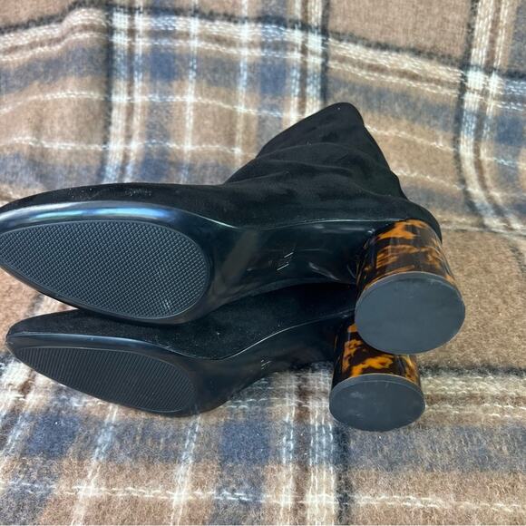 Zara Boots Womens EU 39 Black Tortoiseshell Heeled Ankle Ring Zipper Handle - Picture 9 of 12